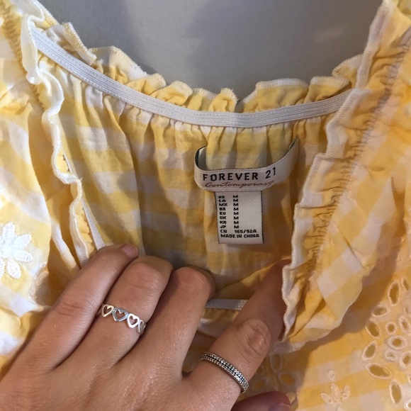 yellow gingham off the shoulder dress - Picture 2 of 2